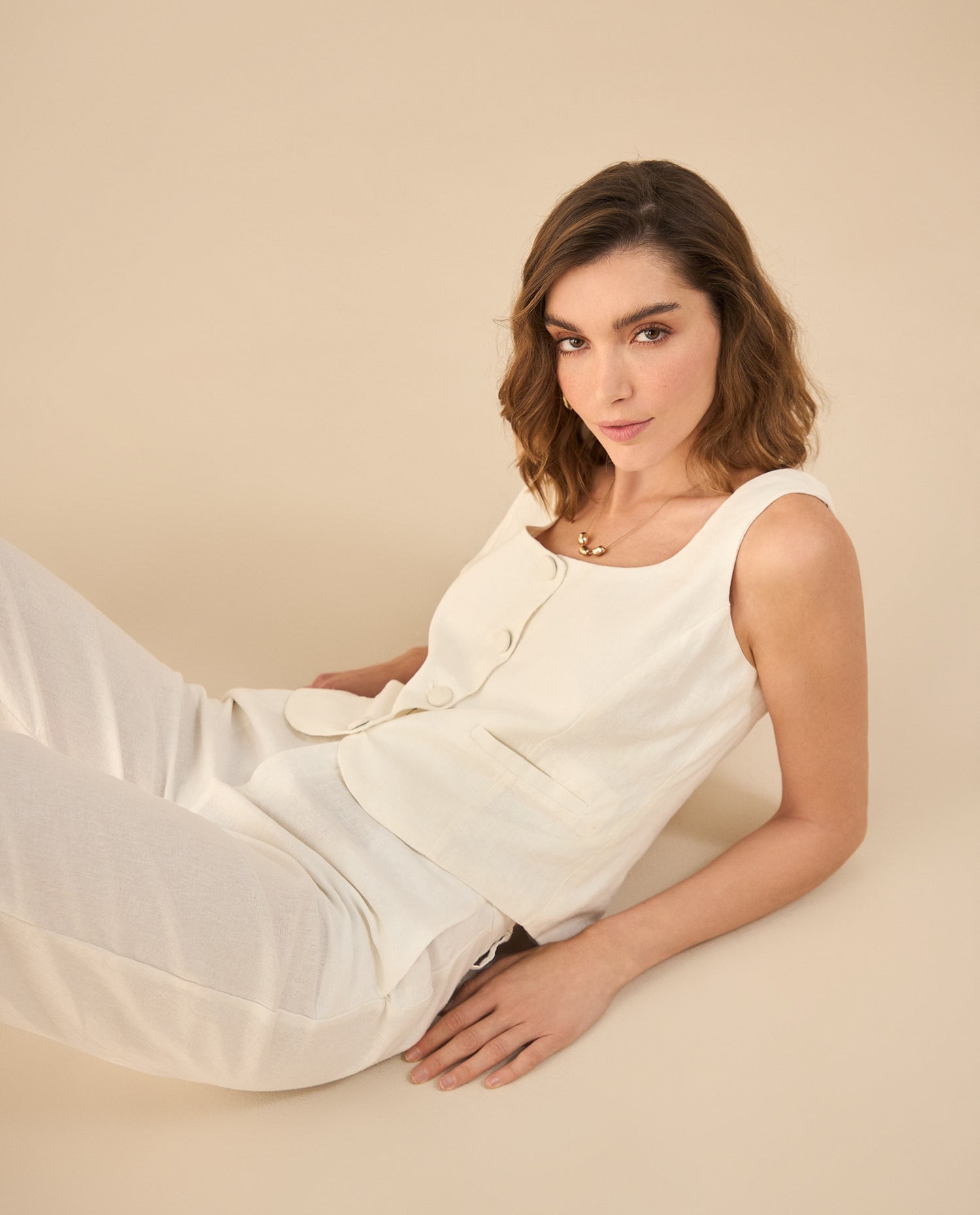 Camisa de escote redondo para mujer - Blanco
