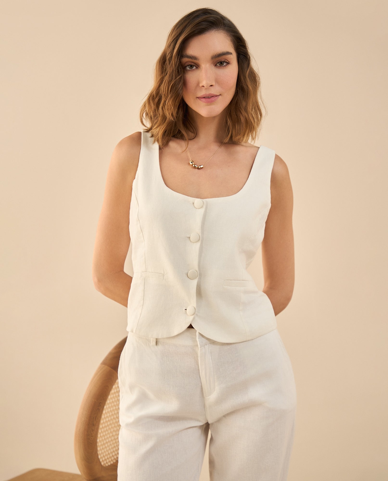 Camisa de escote redondo para mujer - Blanco 34_612G004_BLA114202_6
