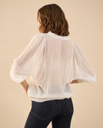 Camisa manga larga de tela fluida para mujer - Blanco