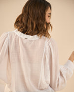 Camisa manga larga de tela fluida para mujer - Blanco