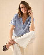 Camisa a rayas para mujer - Azul