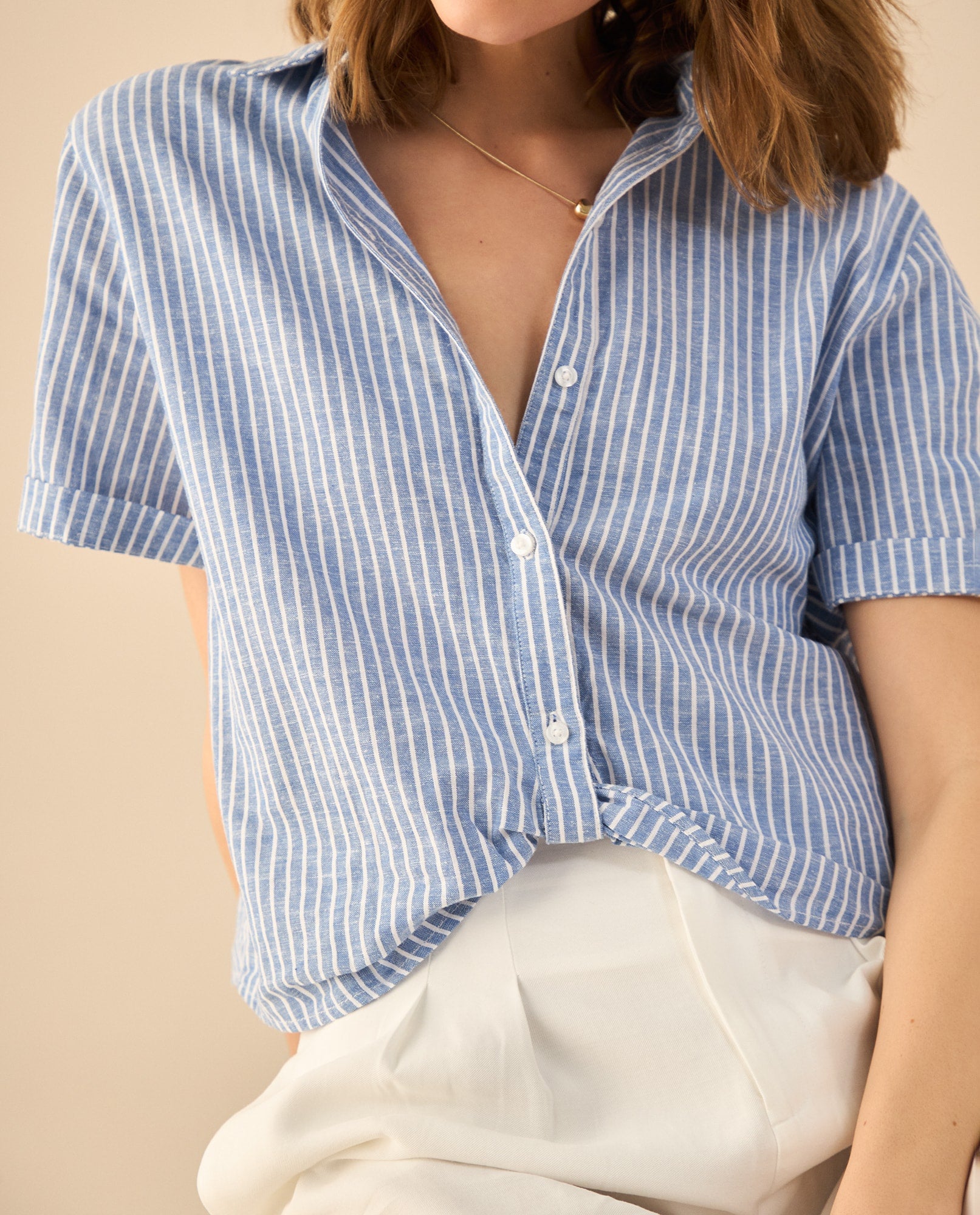 Camisa a rayas para mujer - Azul 34_612G009_AZU134110_5