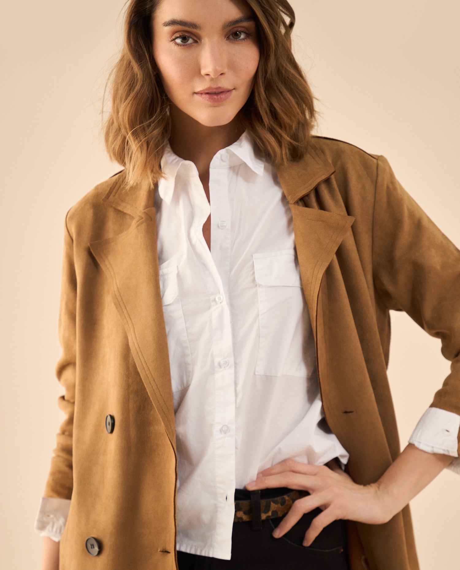 Camisa clásica manga larga para mujer - Blanco