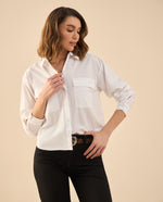 Camisa clásica manga larga para mujer - Blanco