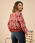 Camisa con detalles bordados para mujer - Rojo