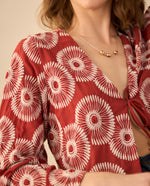 Camisa con detalles bordados para mujer - Rojo