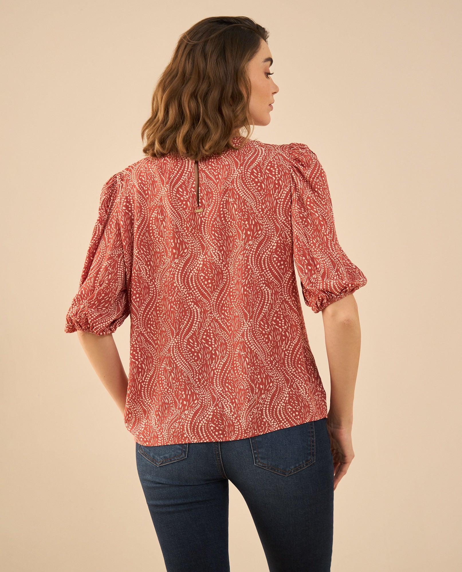 Camisa estampada manga corta para mujer - Rojo 34_612G018_ROJ181444_4