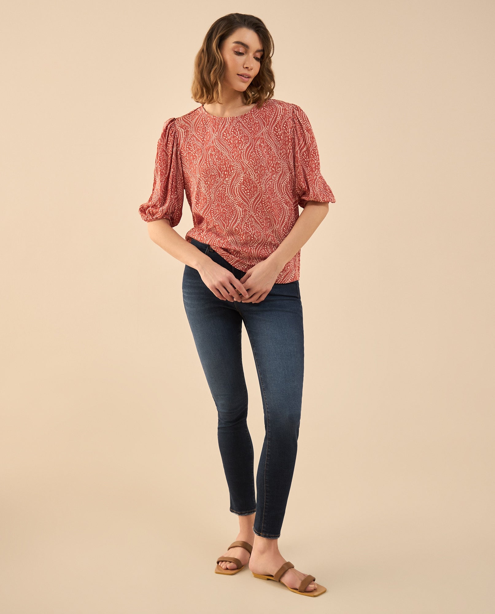 Camisa estampada manga corta para mujer - Rojo 34_612G018_ROJ181444_6