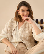 Camisa con escote en V para mujer - Crudo