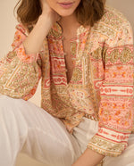 Camisa con estampado multicolor para mujer - Rojo