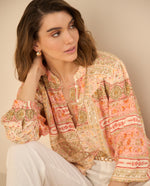 Camisa con estampado multicolor para mujer - Rojo