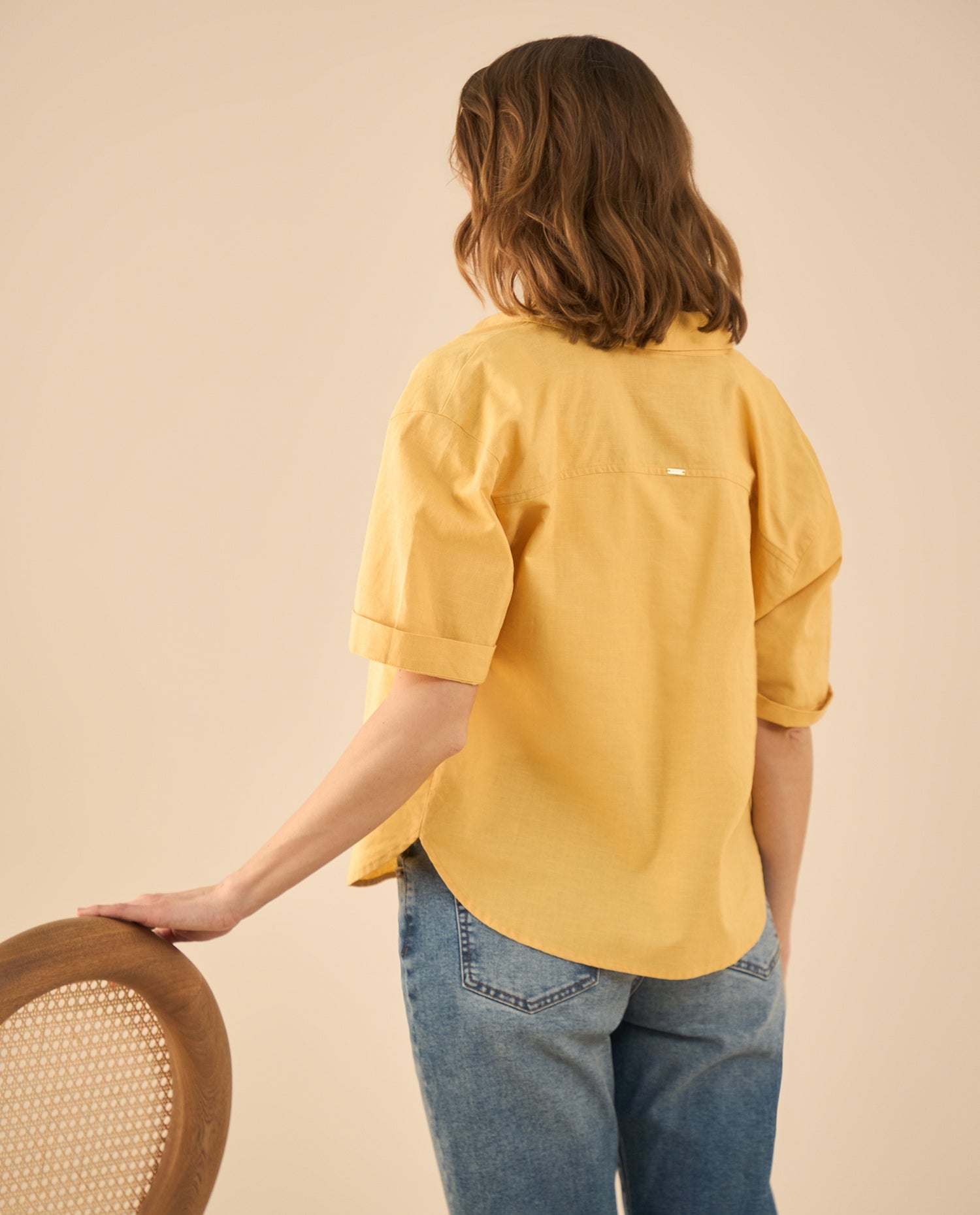 Camisa manga corta para mujer - Beige