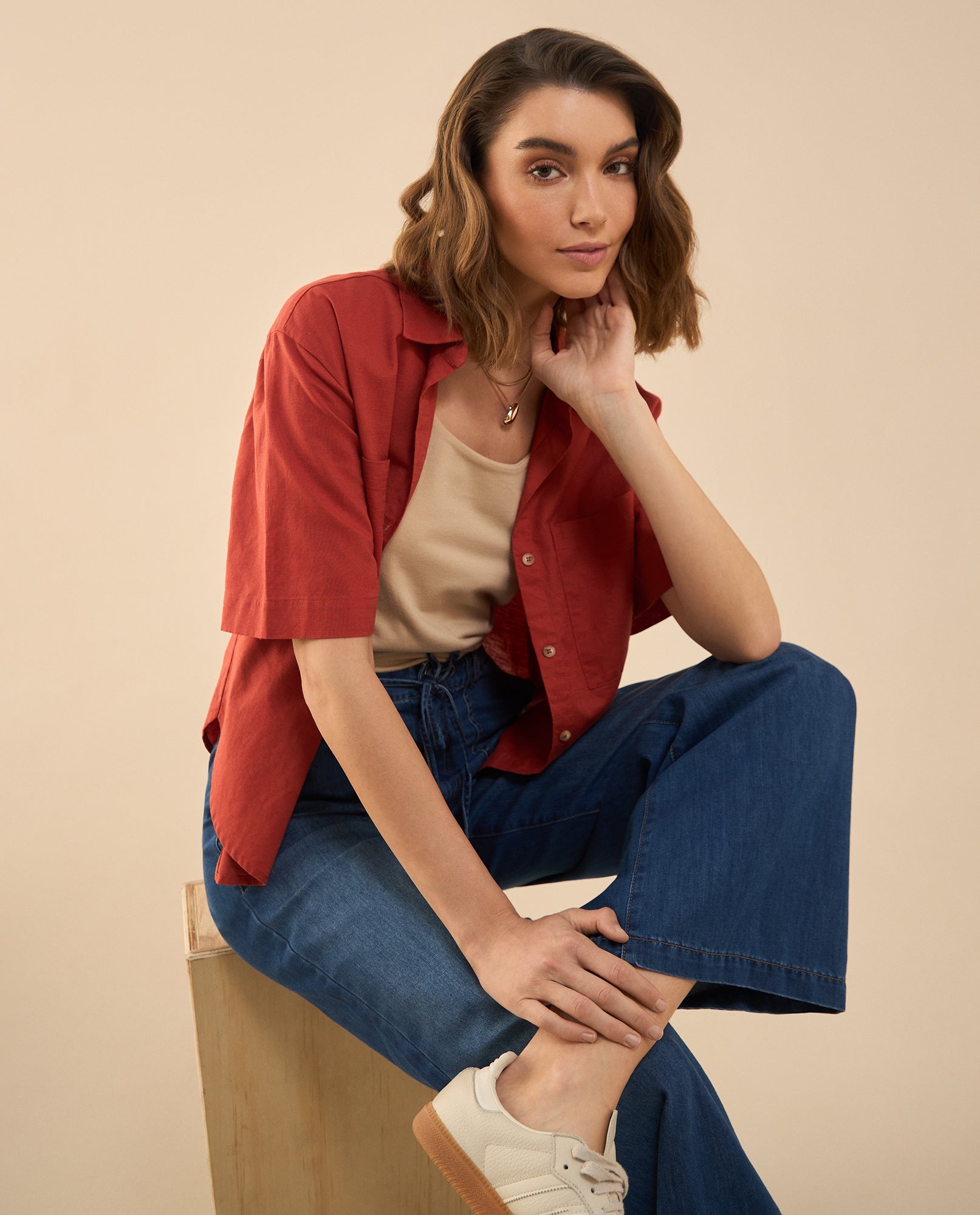 Camisa manga corta para mujer - Rojo 34_612G023_ROJ181444_0