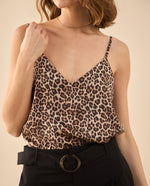 Camisa de animal print para mujer - Café