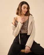 Camisa de animal print para mujer - Café