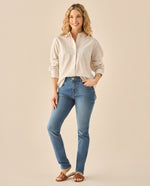 Camisa de diseño a rayas para mujer - Beige