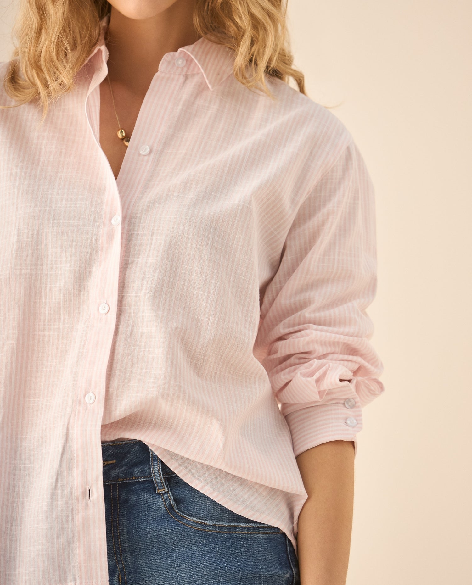 Camisa de diseño a rayas para mujer - Amarillo
