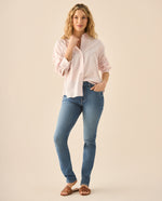 Camisa de diseño a rayas para mujer - Amarillo