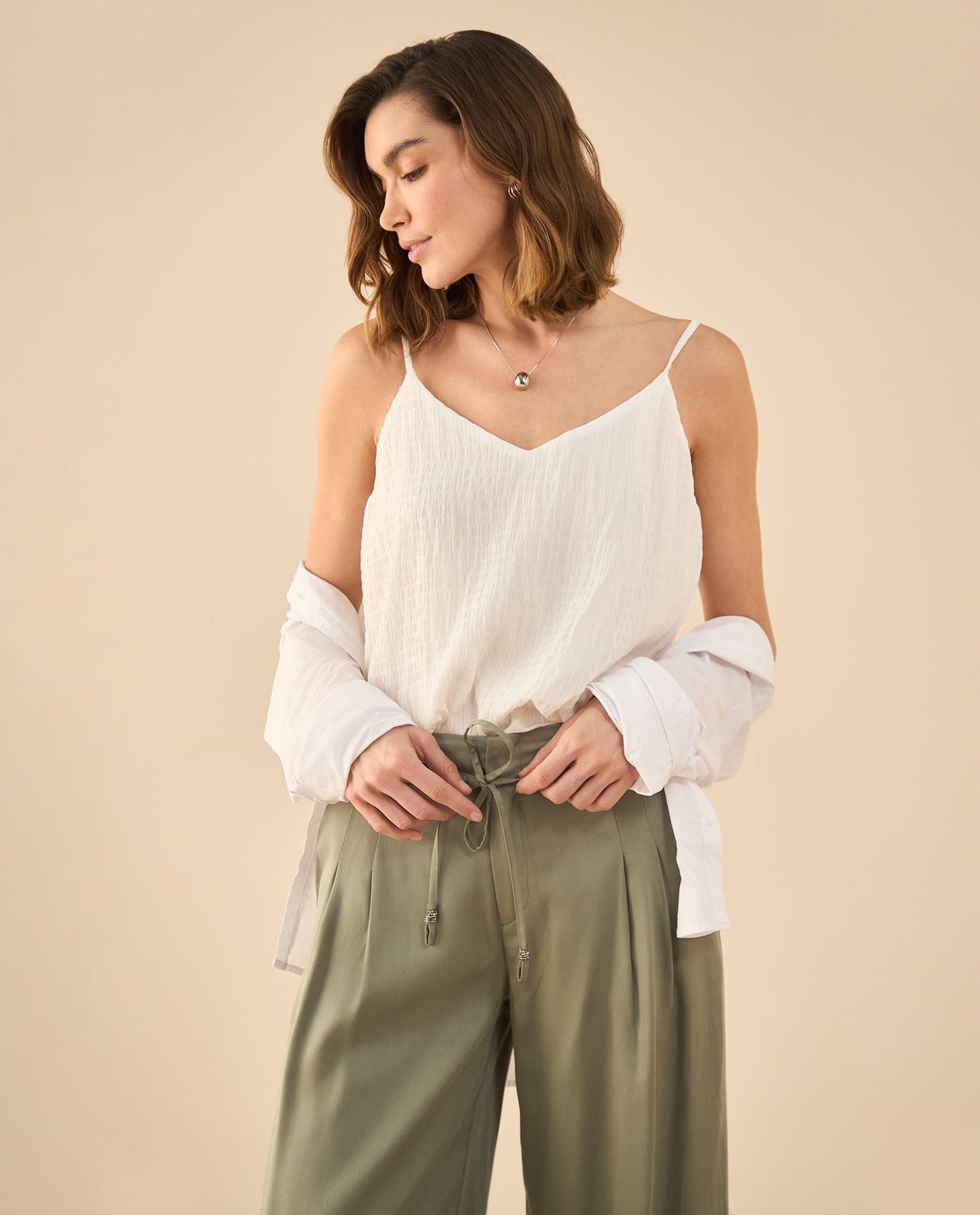 Camisa en silueta tipo A para mujer - Crudo