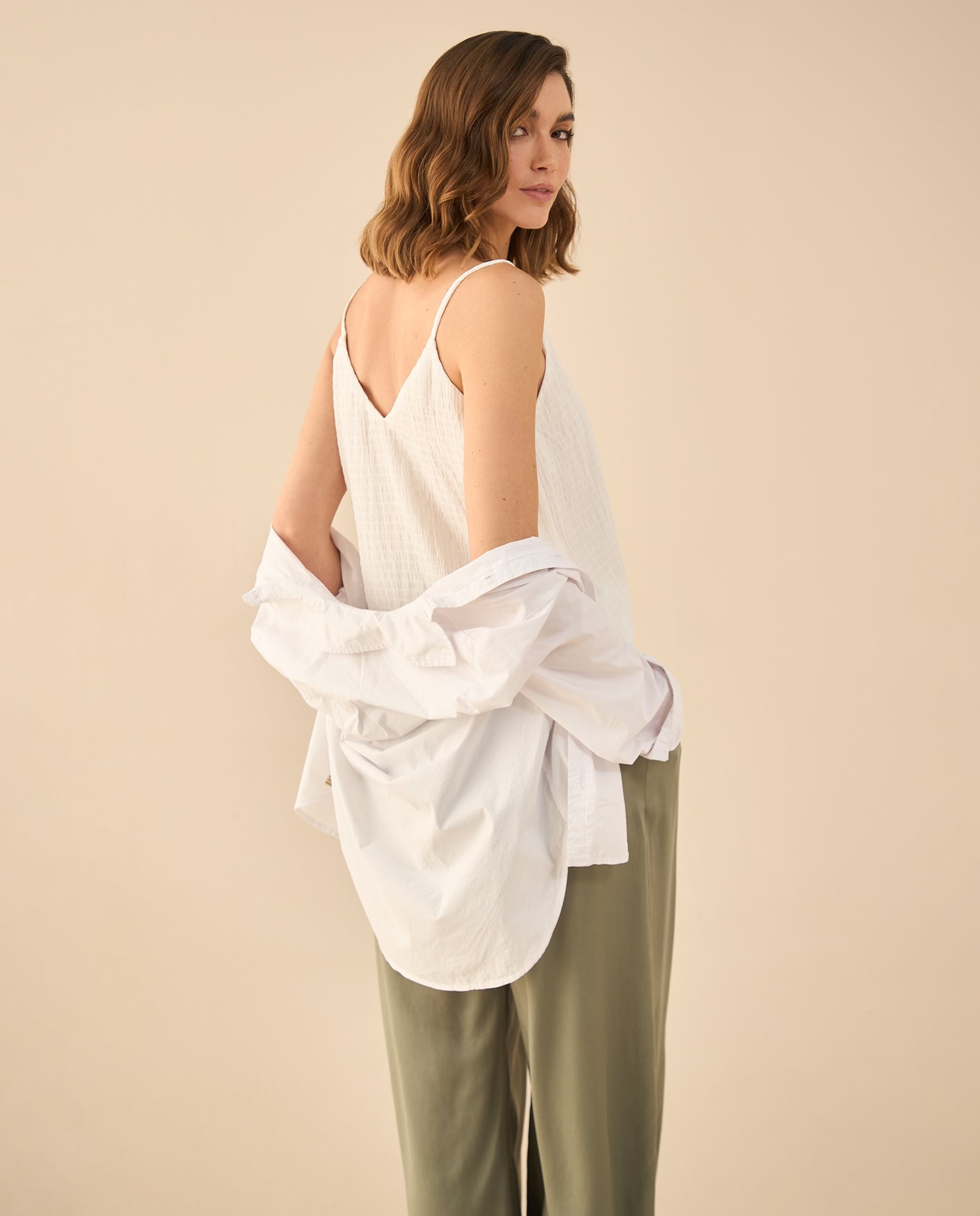 Camisa en silueta tipo A para mujer - Crudo
