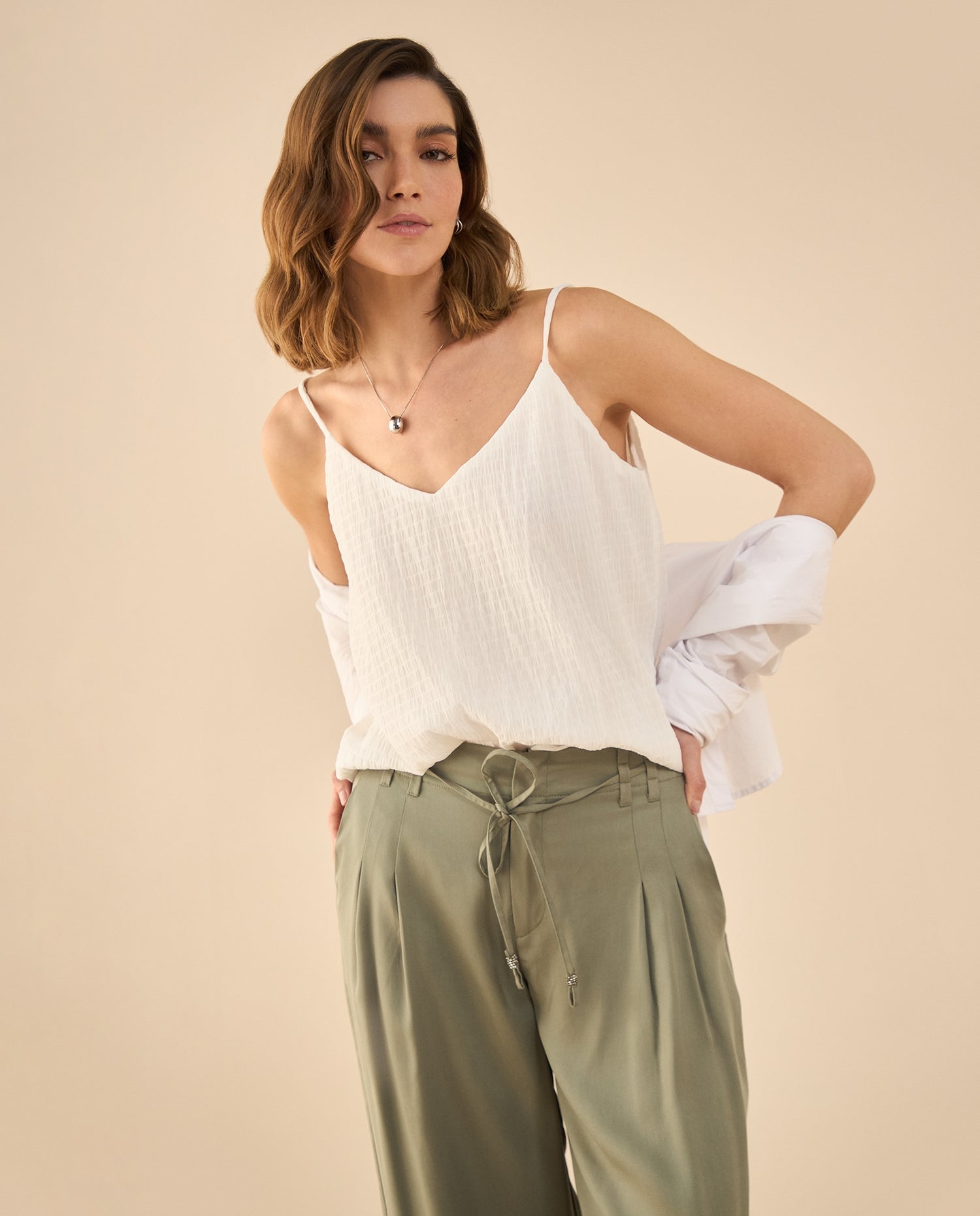 Camisa en silueta tipo A para mujer - Crudo