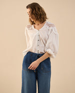 Camisa cuello neru con bolero para mujer - Blanco