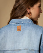 Camisa manga larga cuello camisero en algodón - Azul