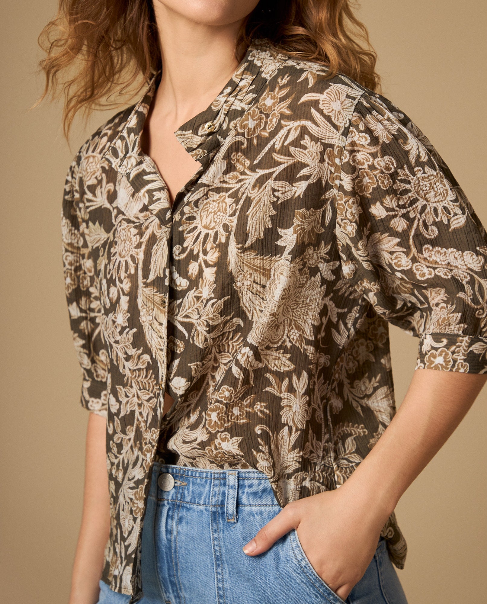 Camisa manga corta cuello nerú - Verde 34_612H009_VER190516_4
