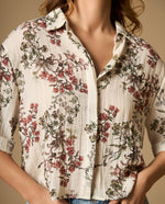 Camisa fluida manga 3/4 cuello camisero - Crudo