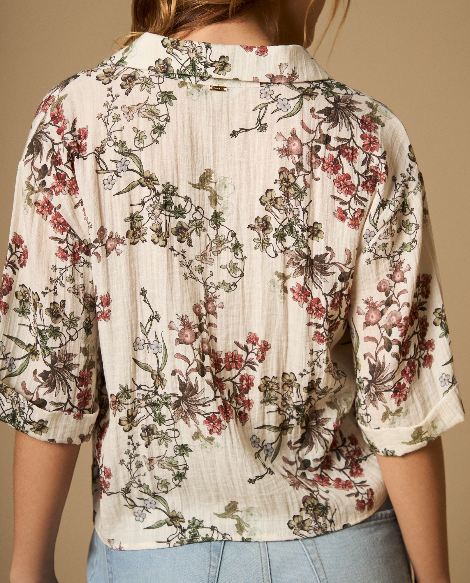 Camisa fluida manga 3/4 cuello camisero - Crudo 34_612H020_CRU114201_4