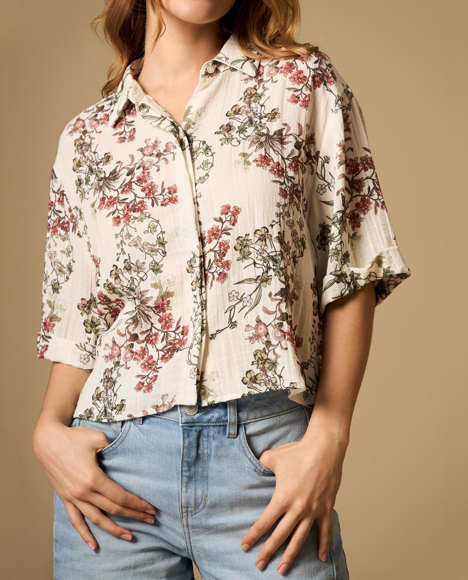 Camisa fluida manga 3/4 cuello camisero - Crudo 34_612H020_CRU114201_6