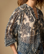 Camisa estampada manga larga cuello camisero - Azul