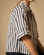 Camisa camisera manga corta con bolsillos frontales - Crudo