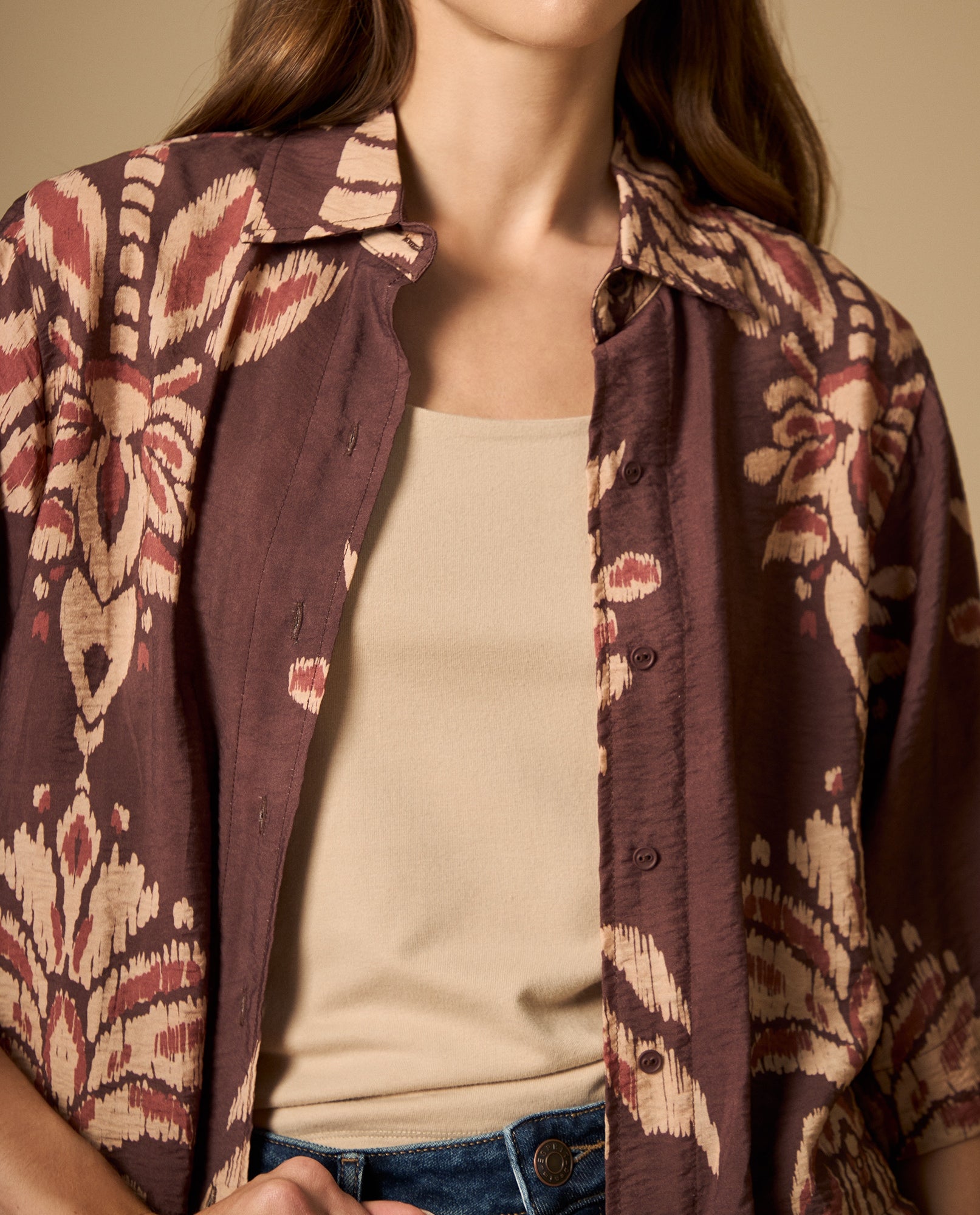 Camisa manga corta con diseño estilo ikat - Rojo 34_612H048_ROJ191525_3