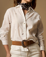 Camisa camisera bordada manga larga - Crudo