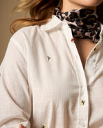 Camisa camisera bordada manga larga - Crudo