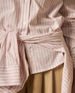 Camisa camisera manga larga con estampado a rayas - Rosa