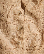 Camisa camisera manga larga estampado continuo - Beige