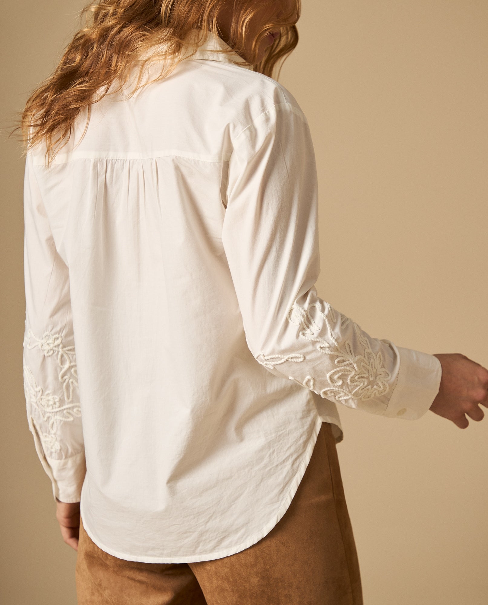 Camisa manga sisa cuello redondo en algodón - Crudo 34_612H200_CRU110110_4