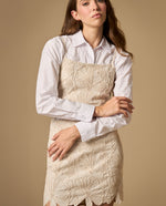 Camisa de tiras con bordado floral - Beige
