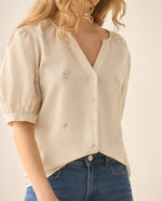 Camisa cuello nerú con bordados para mujer - Amarillo