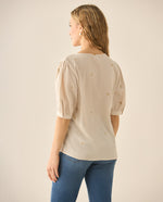 Camisa cuello nerú con bordados para mujer - Amarillo