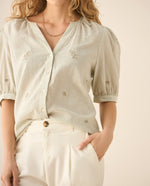 Camisa cuello nerú con bordados para mujer - Verde