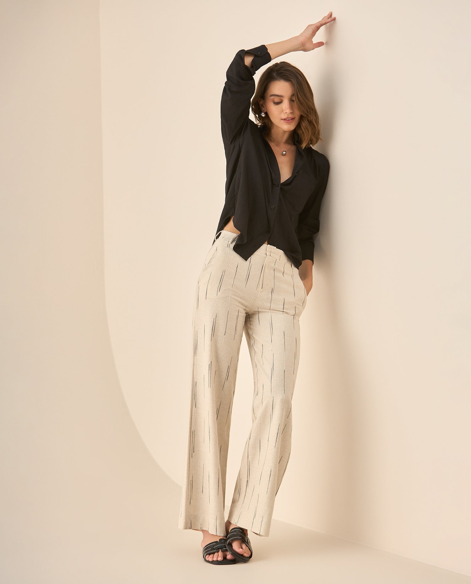 Camisa clásica manga larga para mujer - Negro