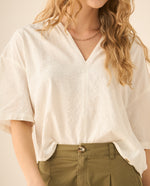 Camisa con escote en V para mujer - Blanco