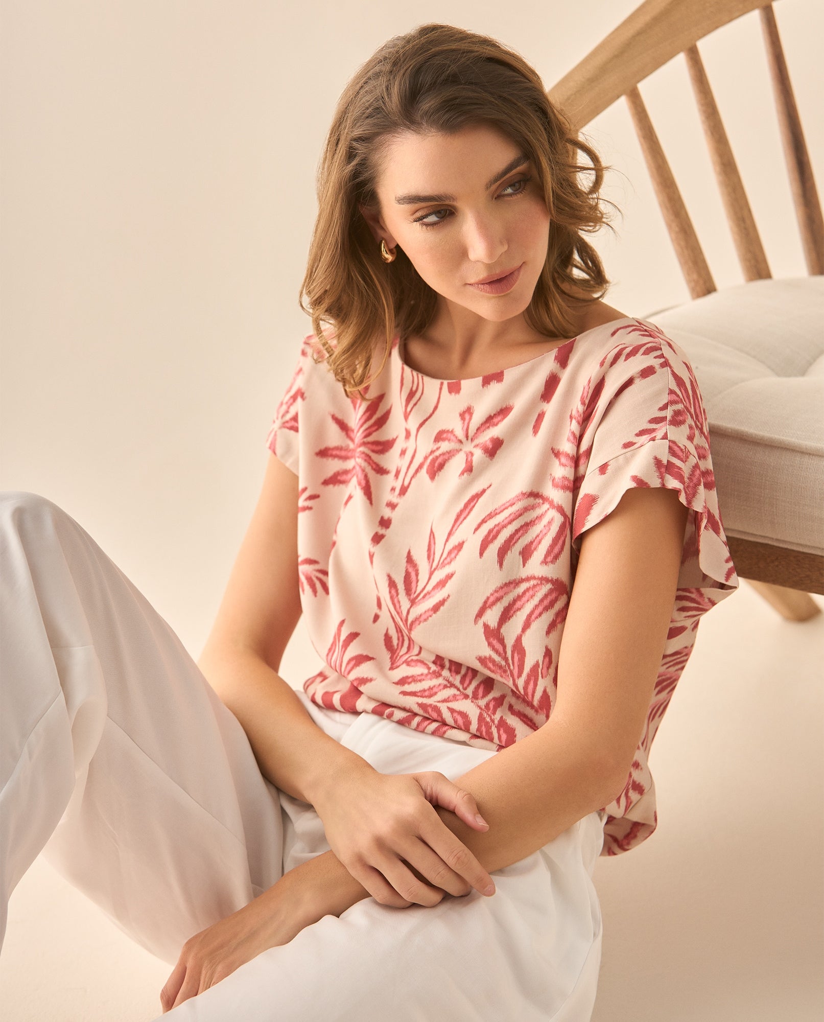 Camisa cuello bandeja con estampado de flores para mujer. - Rosa 34_613G036_ROS121106_4