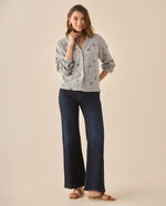 Camisa con apliques de flores bordadas para mujer - Azul