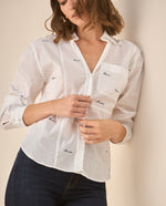 Camisa clásica manga larga para mujer - Blanco