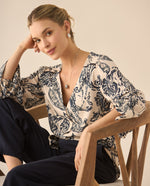 Camisa escote en V estampada para - Azul