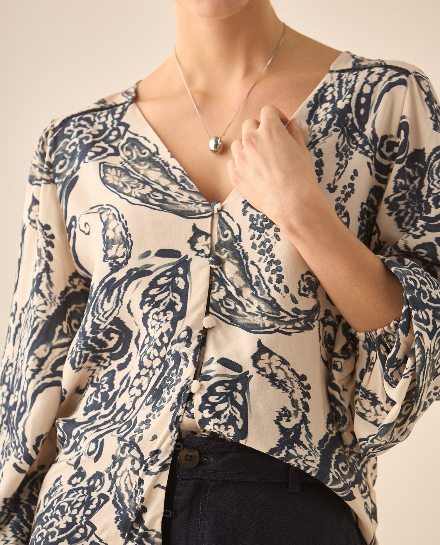 Camisa escote en V estampada para - Azul